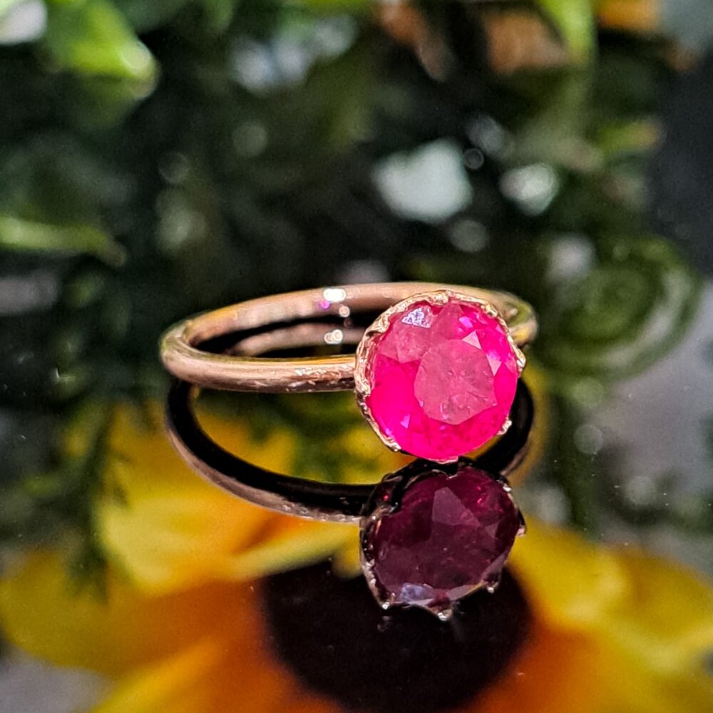 Ruby 14k Yellow Solid Gold Ring, Size 6 3/4, Free… - image 2